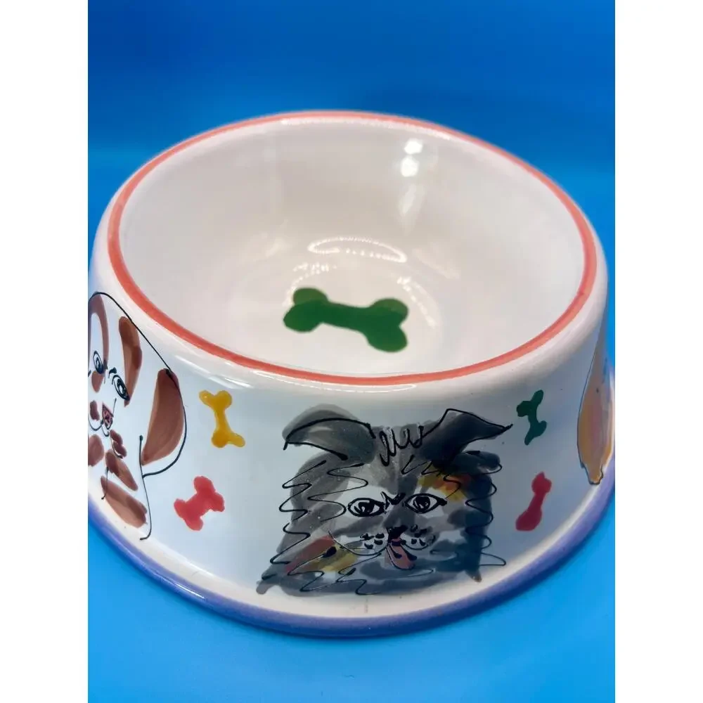 Mesa International Hand Crafted Pottery Pet Food Bowl~Water Bowl~Dog Bone~Signed
